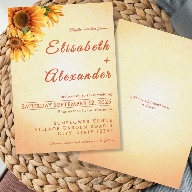 Invitación a la boda de girasol, alegre y cálida (Subido por el creador)