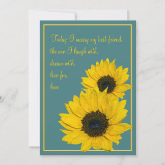 Invitación a la boda de girasol amarillo verde azu