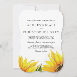 Invitación a la boda de girasol azul amarillo y ma