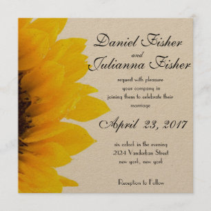 Invitación a la boda de girasol rústico