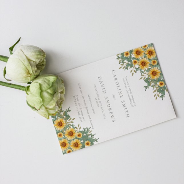 Invitación a la boda de girasol y eucalipto (Subido por el creador)