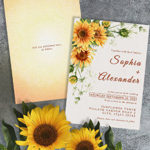 Invitación a la boda de girasoles acuarelas