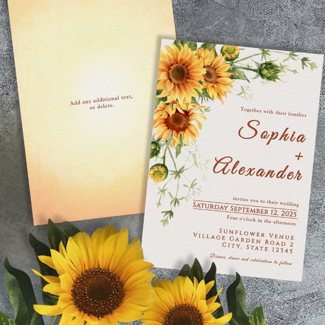 Invitación a la boda de girasoles acuarelas (Subido por el creador)
