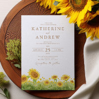 Invitación a la boda de girasoles acuarelas