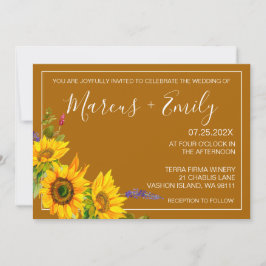 Invitación a la boda de girasoles de otoño