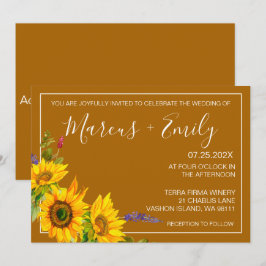 Invitación a la boda de girasoles de otoño