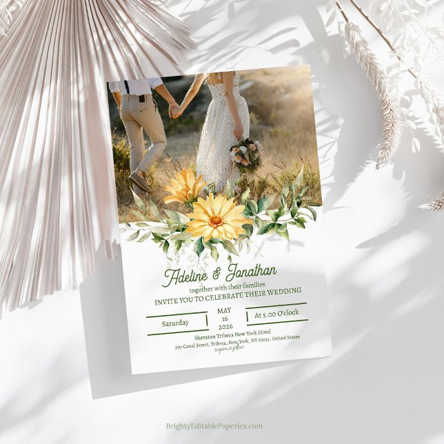 Invitación a la boda de girasoles florales rústico (Subido por el creador)