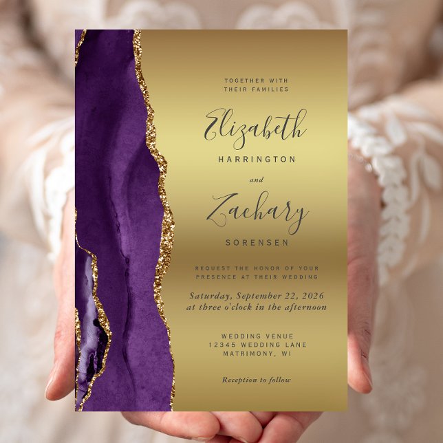 Invitación a la boda de Glam Glam con Purple Gold  (Subido por el creador)