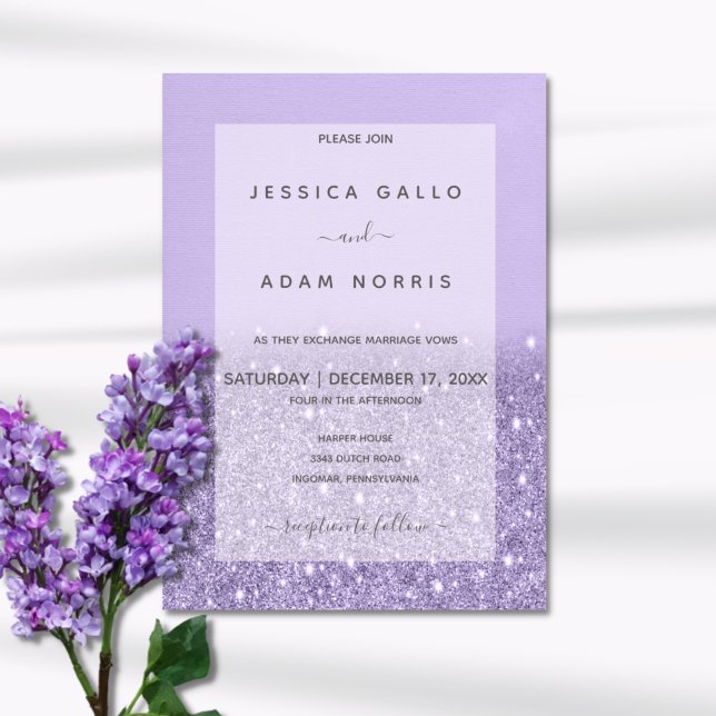 Invitación a la boda de Glam Modern Purpurina Lava (Subido por el creador)