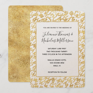 Invitación a la boda de glitz de oro resumen de gl