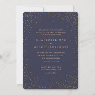 Invitación a la boda de GOLD and NAVY CONFETTI