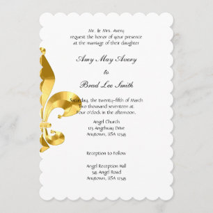 Invitación a la boda de Gold Fleur de Lis