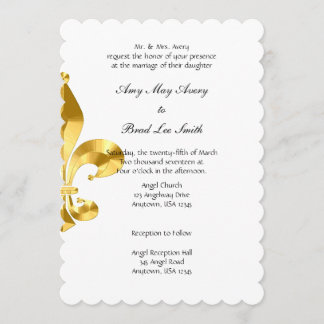 Invitación a la boda de Gold Fleur de Lis