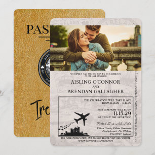 Invitación a la boda de Gold Ireland Passport