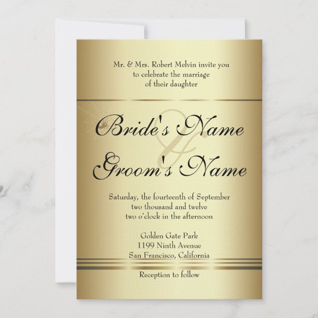 Invitación a la boda de Golden SPiders (Anverso)
