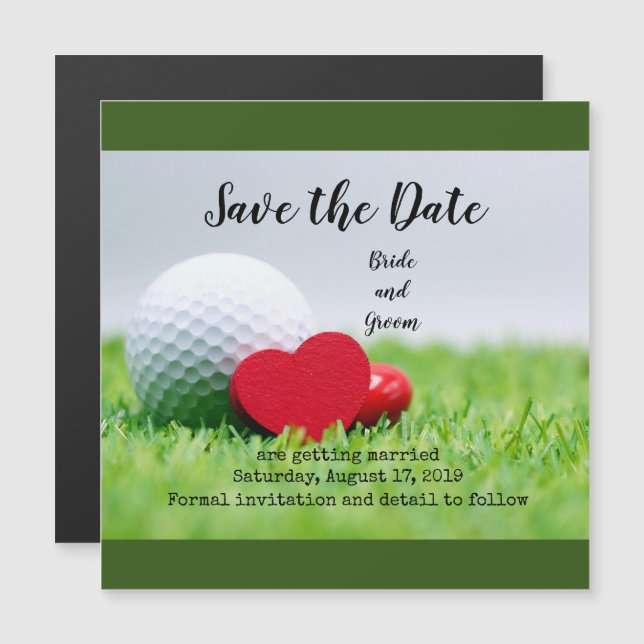 Invitación a la boda de golfistas con amor y pelot (Anverso/Reverso)
