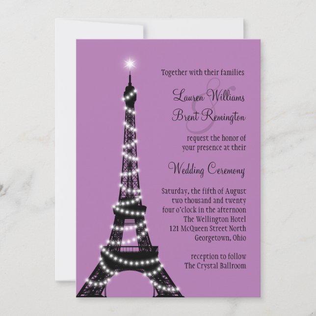 Invitación a la boda de golosinas de París (Anverso)