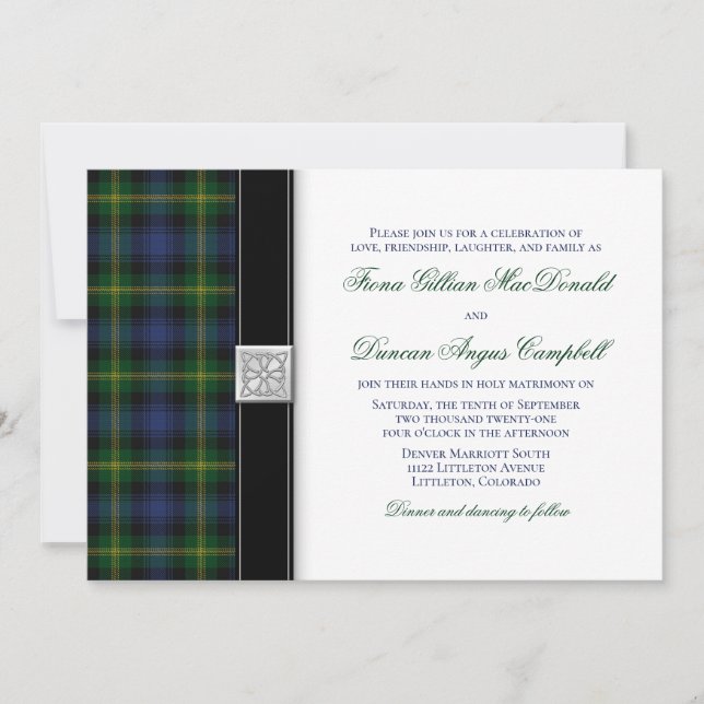 Invitación a la boda de Gordon Tartan (Anverso)