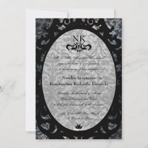 Invitación a la boda de Gótico de oval negro de da