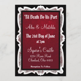 Invitación a la boda de gótico en negro y rojo