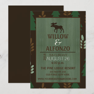 Invitación a la boda de grano de madera de Moose R