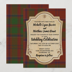Invitación a la boda de Grant Tartan