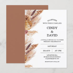 Invitación a la boda de Grass Boho Pampas Floral