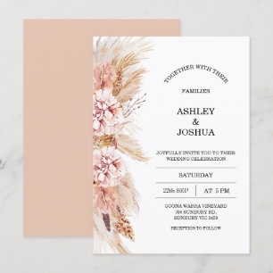 Invitación a la boda de Grass Floral Boho Pampas d