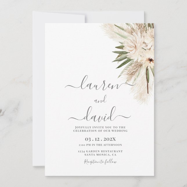 Invitación a la boda de Grass Pampas (Anverso)