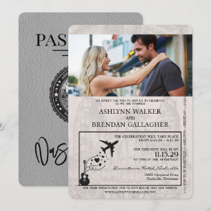 Invitación a la boda de Gray Nashville Passport