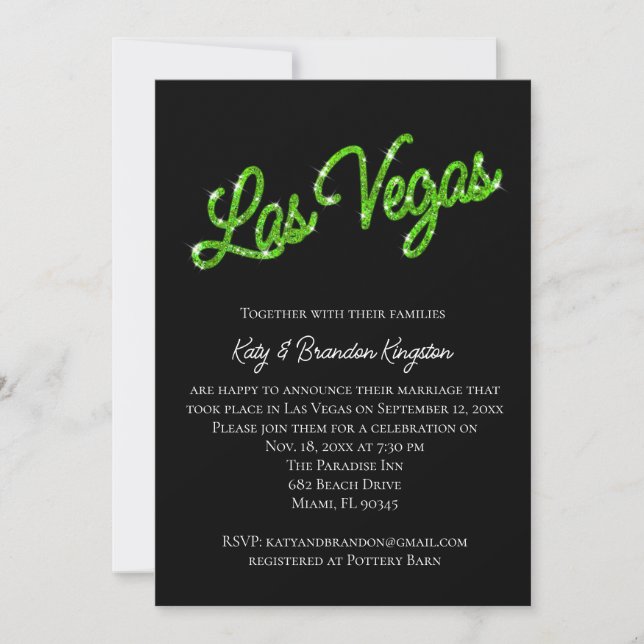 Invitación a la boda de Green Las Vegas (Anverso)