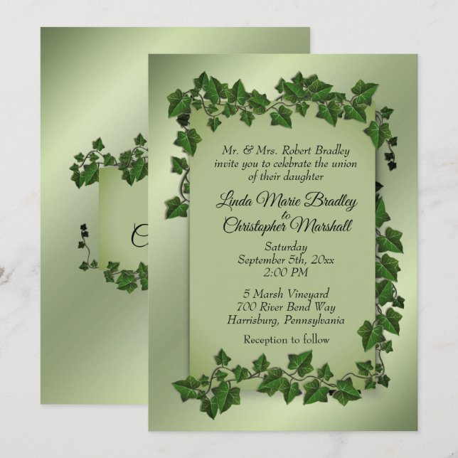 Invitación a la boda de Green Vines (Anverso / Reverso)