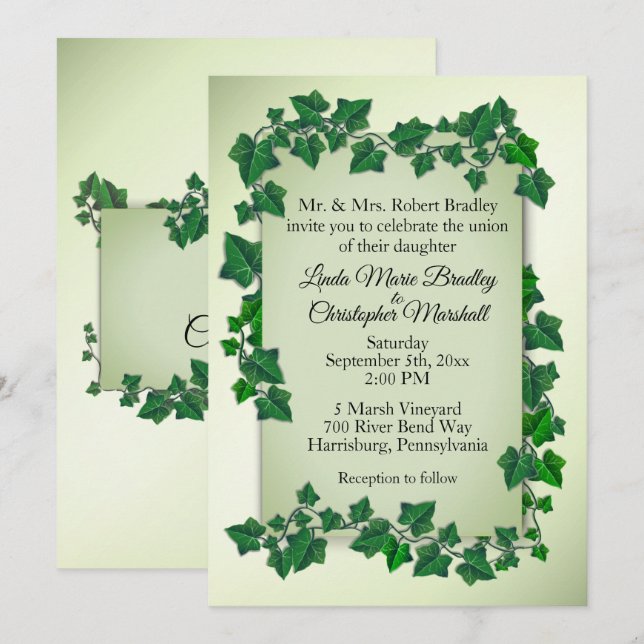 Invitación a la boda de Green Vines (Anverso / Reverso)