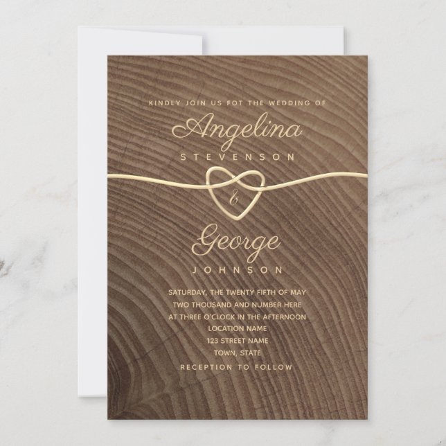 Invitación a la boda de guión de madera (Anverso)