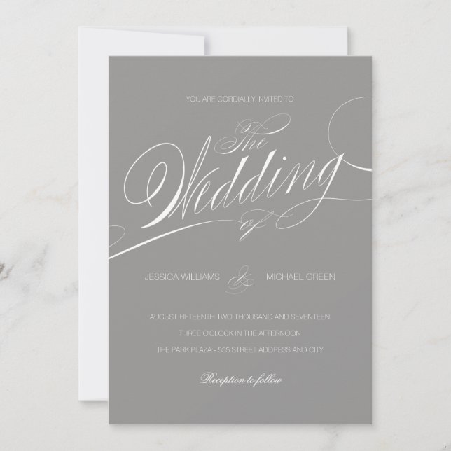 Invitación a la boda de guión elegante (Anverso)