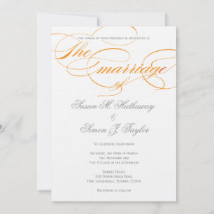 Invitación a la boda de guión elegante - Naranja