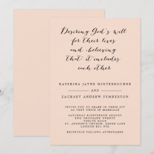 Invitación a la boda de guión elegante y cristiana