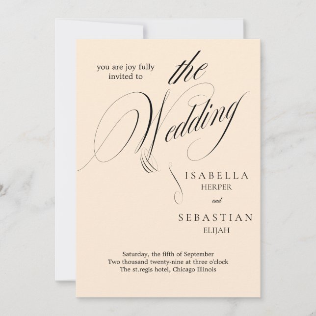 Invitación a la boda de guiones clásicos minimalis (Anverso)