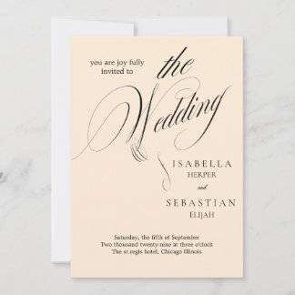 Invitación a la boda de guiones clásicos minimalis