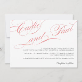 Invitación a la boda de guiones de color rosa
