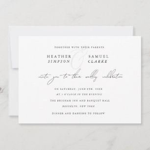 Invitación a la boda de guiones de nombres minimal