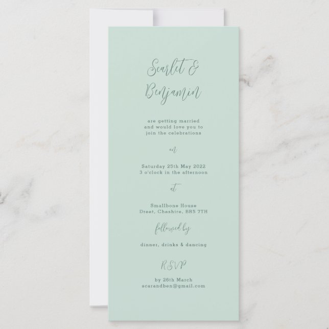 Invitación a la boda de guiones, diseño mínimo de  (Anverso)