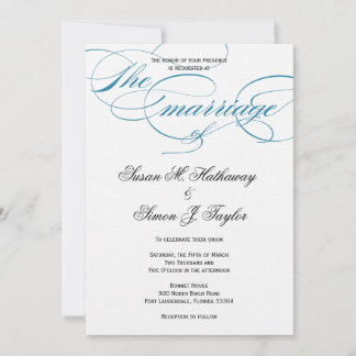 Invitación a la boda de guiones elegantes - Azul