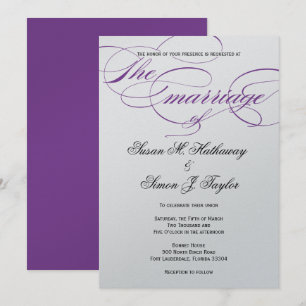 Invitación a la boda de guiones elegantes - Púrpur