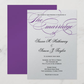 Invitación a la boda de guiones elegantes - Púrpur