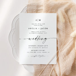 Invitación a la boda de guiones elegantes y modern