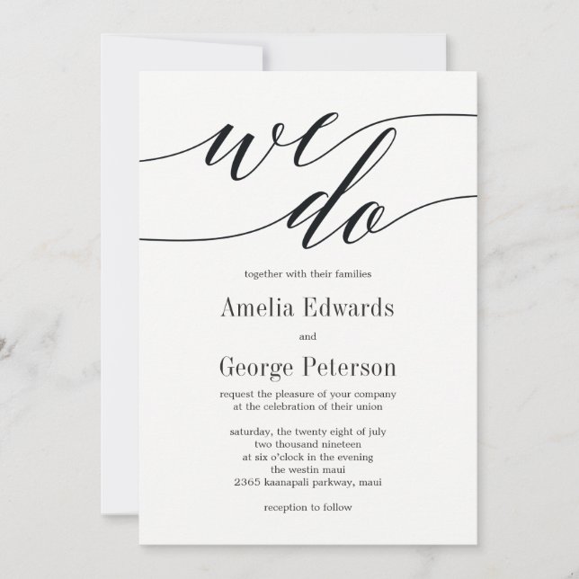 Invitación a la boda de guiones modernos (Anverso)