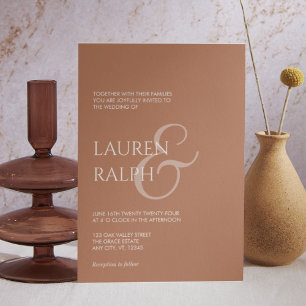 Invitación a la boda de guiones ocre y crema