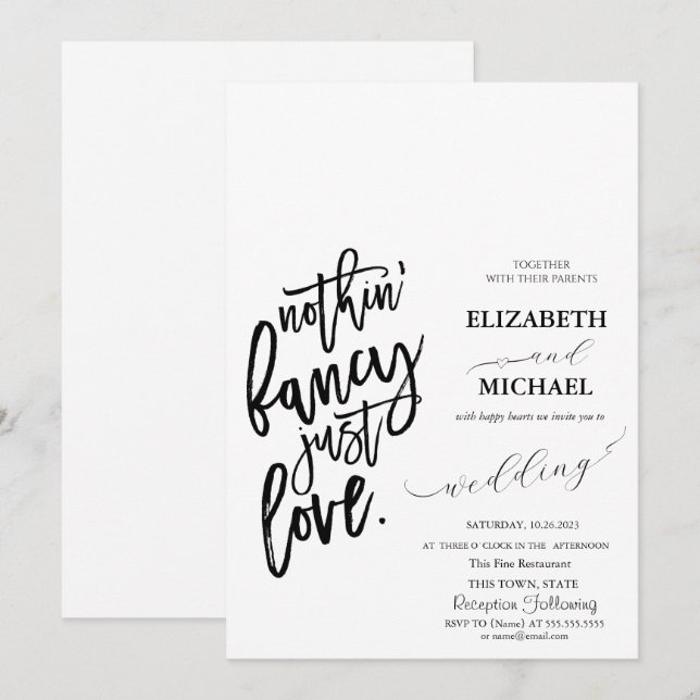 Invitación a la boda de guiones simples y minimali (Anverso / Reverso)