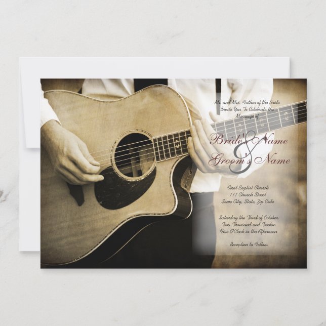 Invitación a la boda de guitarra (Anverso)